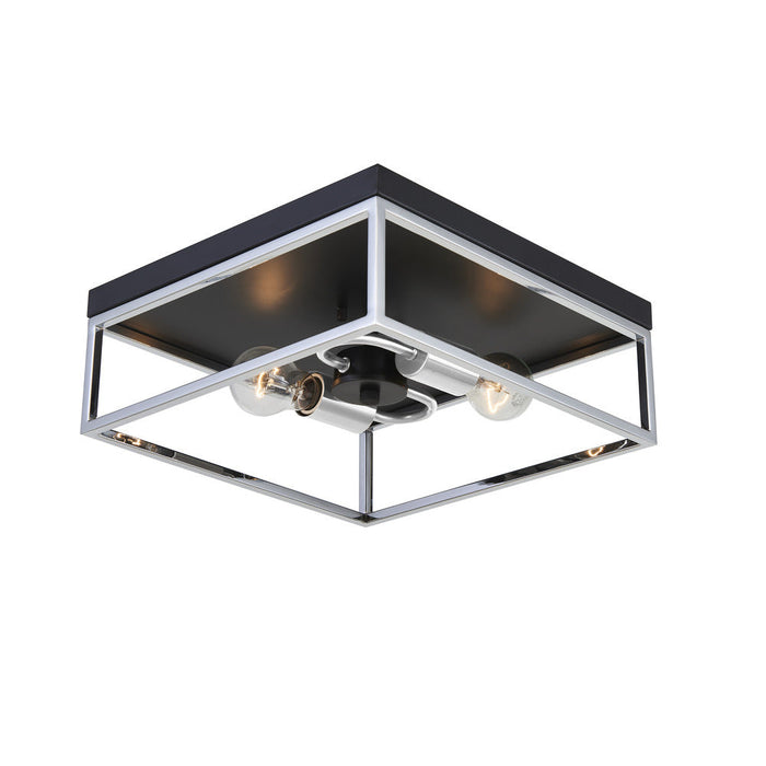 Easton Flush Mount Square 2-light Black & Chrome | F2302BKCH