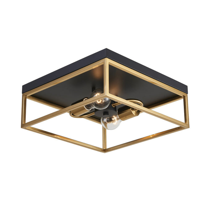 Easton Flush Mount Square 2-light Black & Gold | F2302BKGD