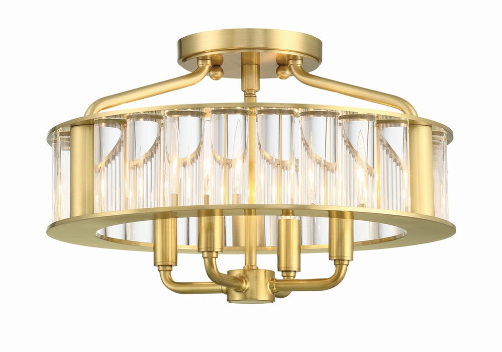 Crystorama Libby Langdon for Crystorama Farris 4 Light Aged Brass Semi Flush Mount