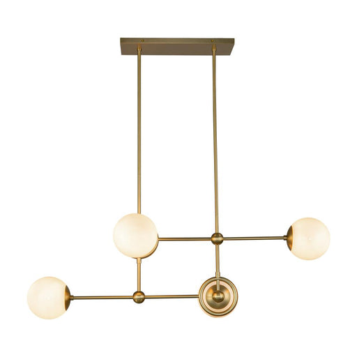 Alora Fiore 42-in Brushed Gold/Glossy Opal Glass 4 Lights Chandelier