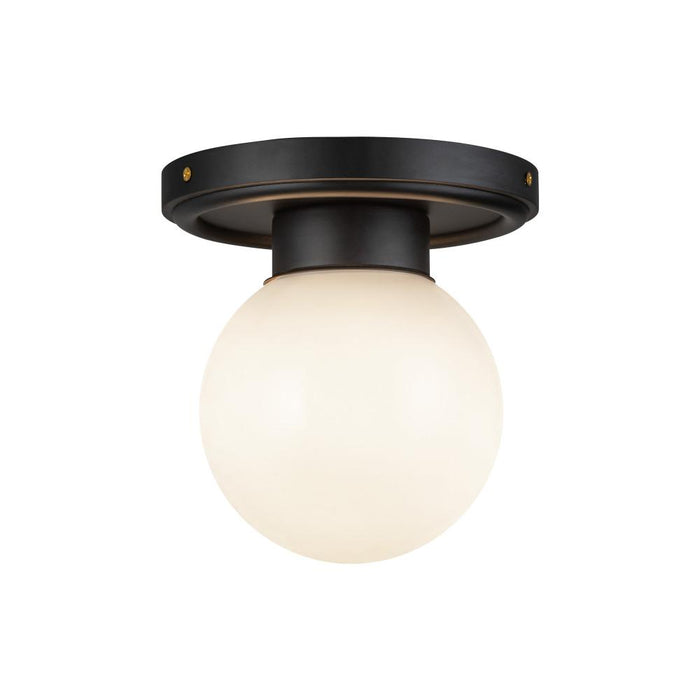 Alora Fiore 6-in Matte Black/Glossy Opal Glass 1 Light Semi-Flush