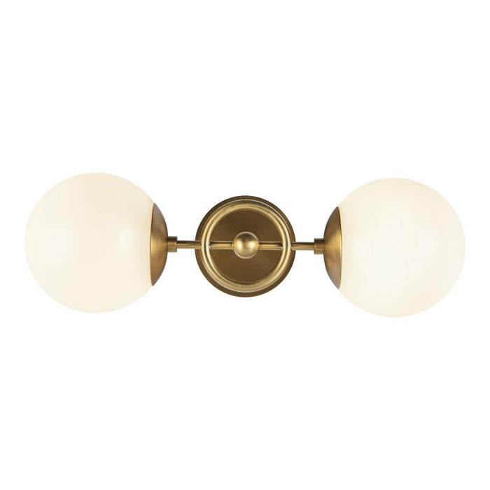 Fiore 18-in Brushed Gold/glossy Opal Glass 2 Lights Wall Vanity | WV407618BGGO