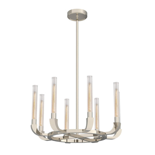 Alora FLUTE 8 LIGHT Chandelier POLISHED NICKEL CLEAR RIBBED GLASS