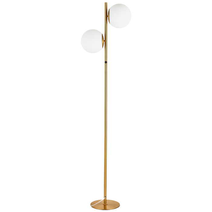  2 Light  Incandescent Floor Lamp, Agb W/wh Opal Glass | FOL-662F-AGB