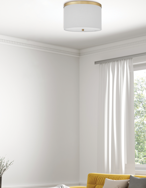  2 Light  Flush Mount, Agb W/ Wh Shade | FRD-122FH-AGB-WH