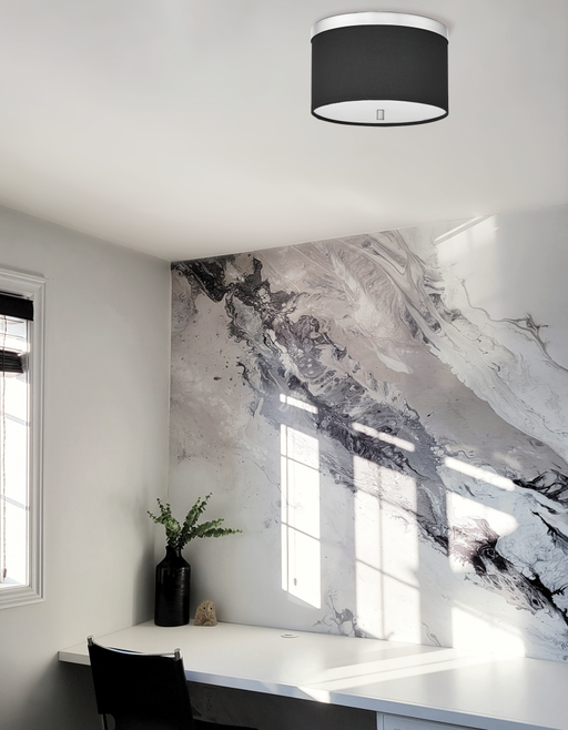  2 Light  Flush Mount, Pc W/ Bk Shade | FRD-122FH-PC-BK