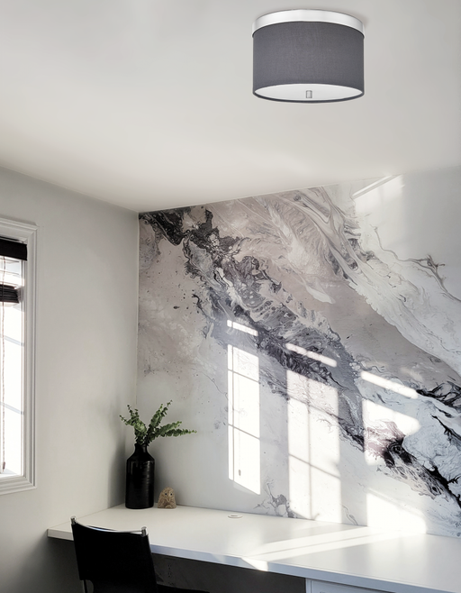  2 Light  Flush Mount, Pc W/ Gry Shade | FRD-122FH-PC-GRY