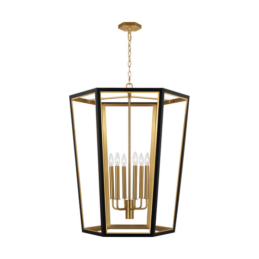 Visual Comfort & Co. Studio Collection Curt traditional dimmable indoor large 6-light lantern chandelier in a midnight black finish with go