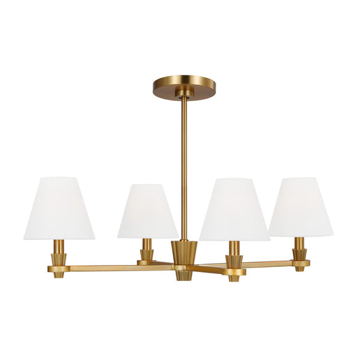 Visual Comfort & Co. Studio Collection Paisley transitional dimmable indoor medium 4-light chandelier in a burnished brass finish with whit