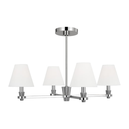 Visual Comfort & Co. Studio Collection Paisley transitional dimmable indoor medium 4-light chandelier in a polished nickel finish with whit