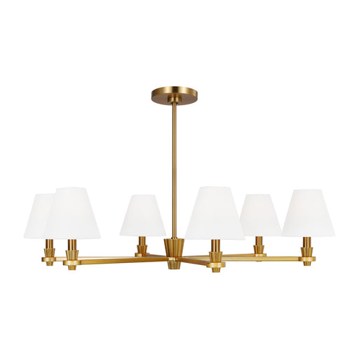 Visual Comfort & Co. Studio Collection Paisley transitional dimmable indoor large 6-light chandelier in a burnished brass finish with white