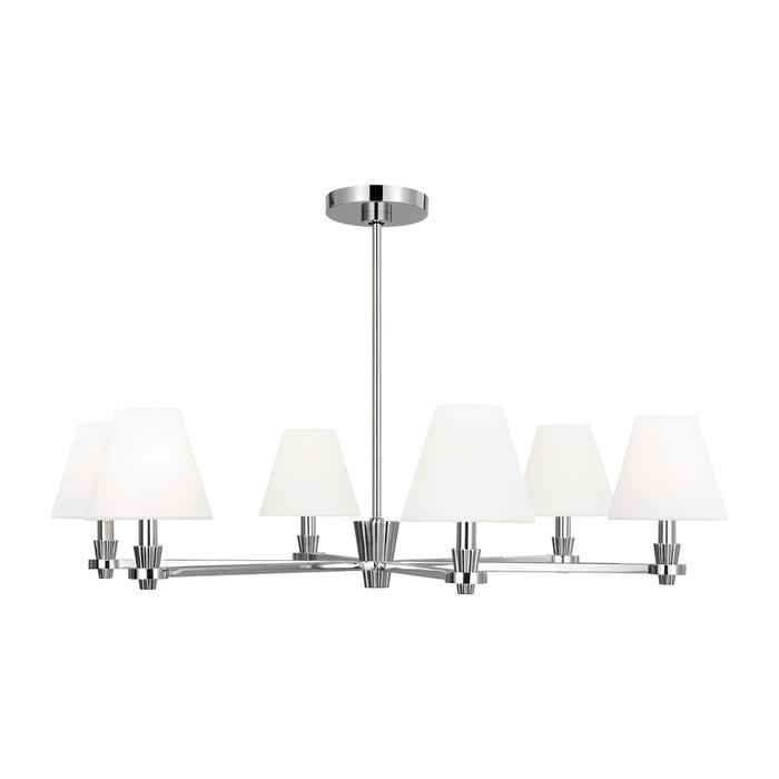 Visual Comfort & Co. Studio Collection Paisley transitional dimmable indoor large 6-light chandelier in a polished nickel finish with white