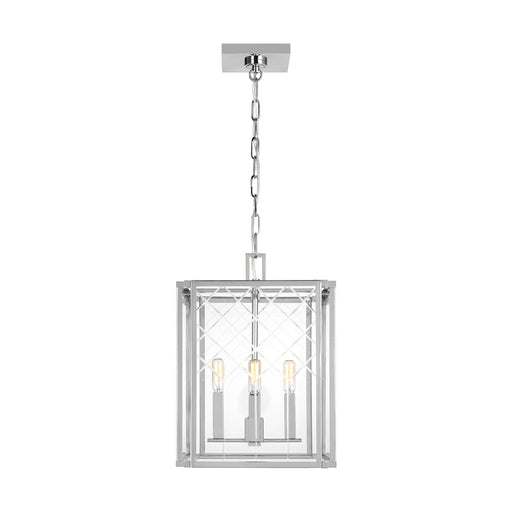 Visual Comfort & Co. Studio Collection Erro transitional 4-light indoor dimmable small ceiling hanging lantern pendant in polished nickel s