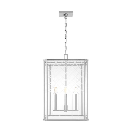 Visual Comfort & Co. Studio Collection Erro transitional 4-light indoor dimmable medium ceiling hanging lantern pendant in polished nickel