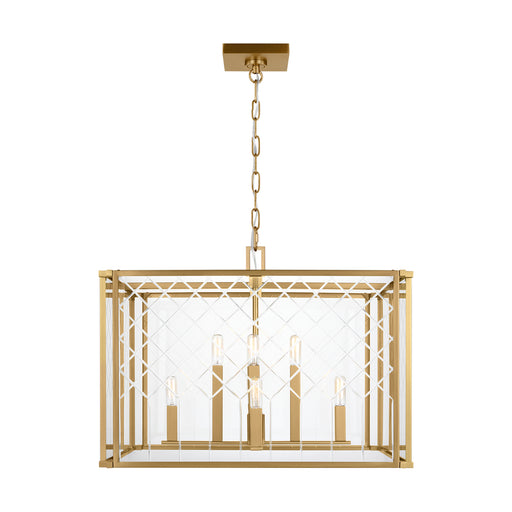 Visual Comfort & Co. Studio Collection Erro transitional 8-light indoor dimmable large ceiling hanging lantern pendant in burnished brass g