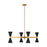 Visual Comfort & Co. Studio Collection Albertine mid-century modern 8-light indoor dimmable linear ceiling chandelier in midnight black fin