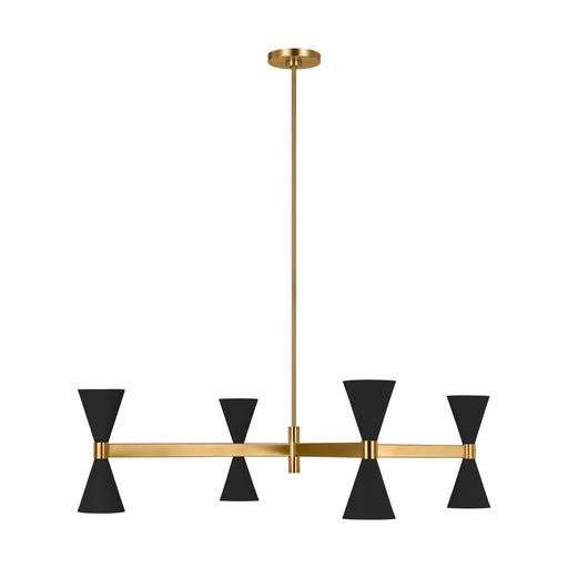 Visual Comfort & Co. Studio Collection Albertine mid-century modern 8-light indoor dimmable large ceiling chandelier in midnight black fini