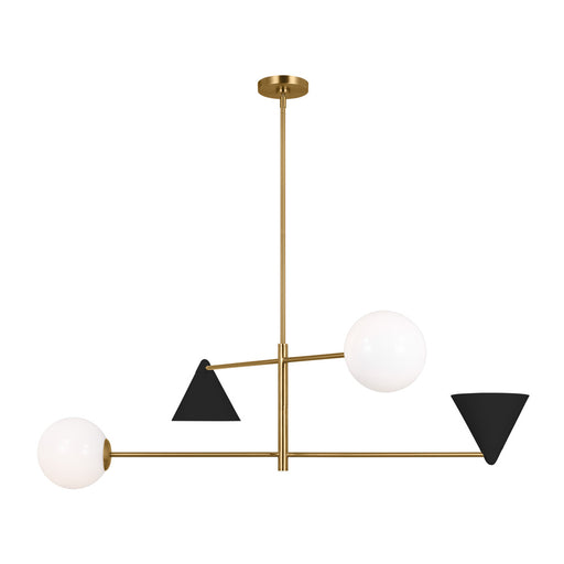 Visual Comfort & Co. Studio Collection Cosmo mid-century modern 4-light indoor dimmable extra large ceiling chandelier in burnished brass g