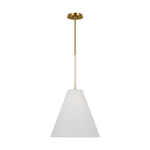 Visual Comfort & Co. Studio Collection Remy transitional 1-light indoor dimmable medium ceiling hanging pendant in burnished brass gold fin