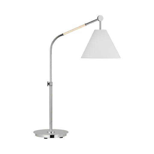 Visual Comfort & Co. Studio Collection Remy transitional 1-light LED large indoor task table lamp in polished nickel silver finish with whi