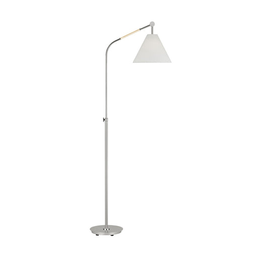 Visual Comfort & Co. Studio Collection Remy transitional 1-light LED medium indoor task floor lamp in polished nickel silver finish with wh