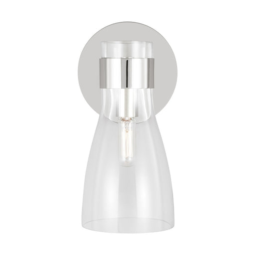 Visual Comfort & Co. Studio Collection Moritz mid-century modern 1-light indoor dimmable bath vanity wall sconce in polished nickel silver
