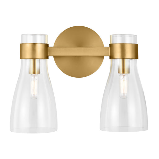 Visual Comfort & Co. Studio Collection Moritz mid-century modern 2-light indoor dimmable bath vanity wall sconce in burnished brass gold fi