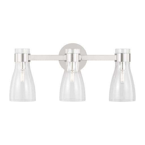 Visual Comfort & Co. Studio Collection Moritz mid-century modern 3-light indoor dimmable bath vanity wall sconce in polished nickel silver
