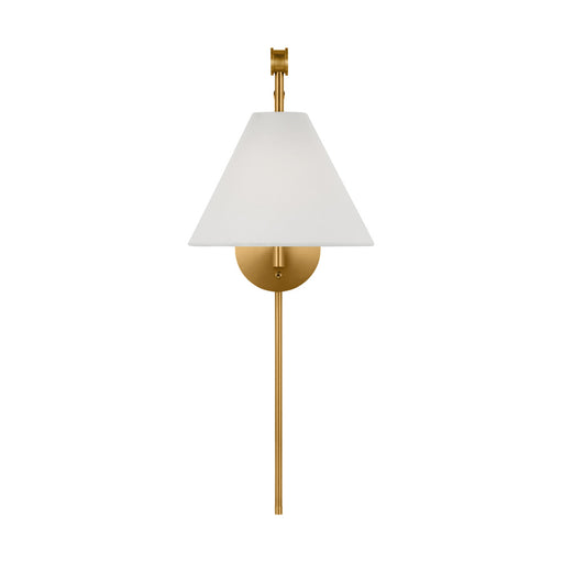 Visual Comfort & Co. Studio Collection Remy transitional 1-light indoor dimmable medium wall sconce in burnished brass gold finish with whi