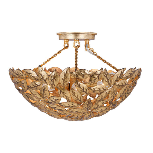 Visual Comfort & Co. Studio Collection Kelan traditional dimmable indoor 3-light semi flush mount in an antique gild finish with antique gi