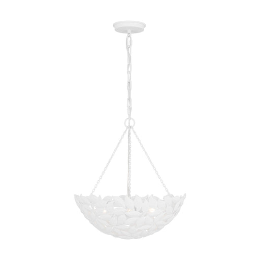 Visual Comfort & Co. Studio Collection Kelan traditional dimmable indoor small 3-light pendant in a textured white finish with textured whi