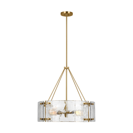 Visual Comfort & Co. Studio Collection Calvert transitional 4-light indoor dimmable medium ceiling chandelier in burnished brass gold finis