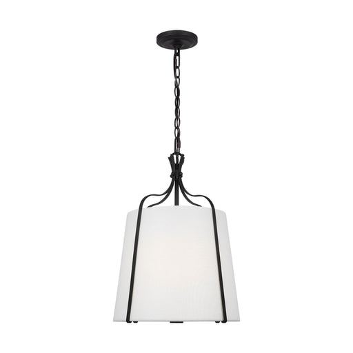Visual Comfort & Co. Studio Collection Leander transitional 1-light indoor dimmable small hanging shade pendant in smith steel grey finish