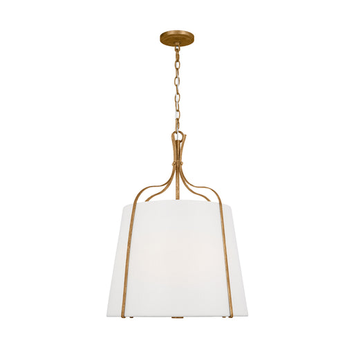 Visual Comfort & Co. Studio Collection Leander transitional 3-light indoor dimmable medium hanging shade pendant in antique gild rustic gol