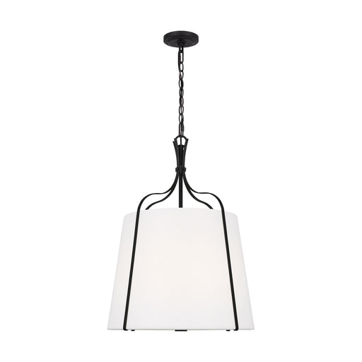 Visual Comfort & Co. Studio Collection Leander transitional 3-light indoor dimmable medium hanging shade pendant in smith steel grey finish