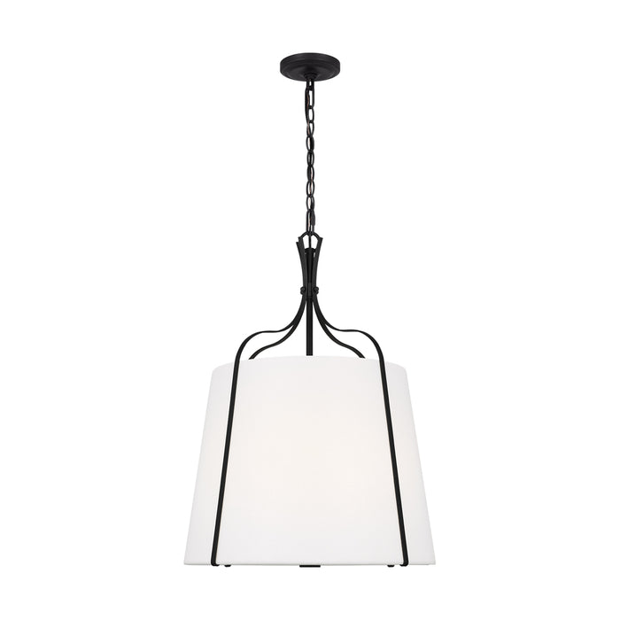 Visual Comfort & Co. Studio Collection Leander transitional 3-light indoor dimmable medium hanging shade pendant in smith steel grey finish