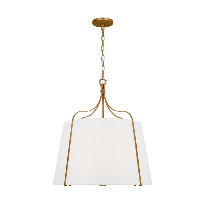 Visual Comfort & Co. Studio Collection Leander transitional 4-light indoor dimmable large hanging shade pendant in antique gild rustic gold