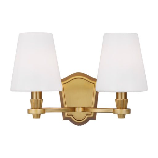 Visual Comfort & Co. Studio Collection Paisley transitional dimmable indoor 2-light vanity bath fixture in a burnished brass finish with mi