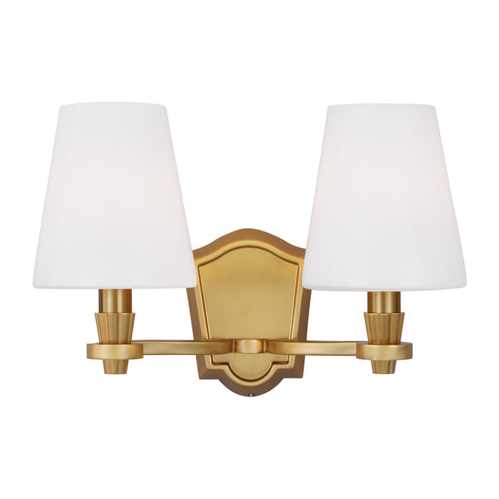Visual Comfort & Co. Studio Collection Paisley transitional dimmable indoor 2-light vanity bath fixture in a burnished brass finish with mi
