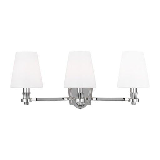 Visual Comfort & Co. Studio Collection Paisley transitional dimmable indoor 3-light vanity bath fixture in a polished nickel finish with mi