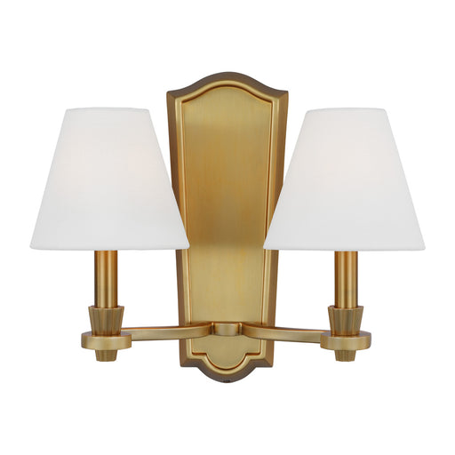 Visual Comfort & Co. Studio Collection Paisley transitional dimmable indoor 2-light wall sconce fixture in a burnished brass finish with wh