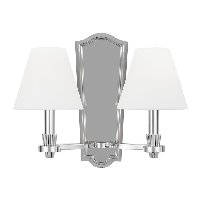 Visual Comfort & Co. Studio Collection Paisley transitional dimmable indoor 2-light wall sconce fixture in a polished nickel finish with wh