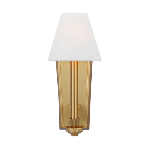 Visual Comfort & Co. Studio Collection Paisley transitional dimmable indoor 1-light tail sconce fixture in a burnished brass finish with wh