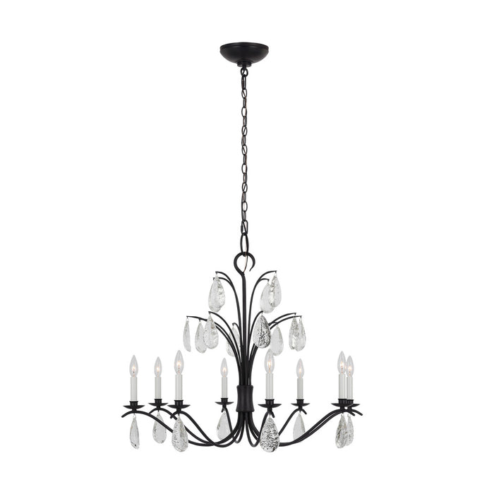 Visual Comfort & Co. Studio Collection Shannon traditional 8-light indoor dimmable large ceiling chandelier in aged iron grey finish with t