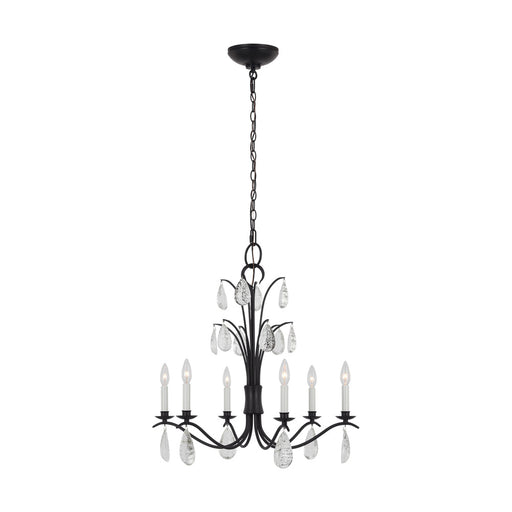 Visual Comfort & Co. Studio Collection Shannon traditional 6-light indoor dimmable medium ceiling chandelier in aged iron grey finish with