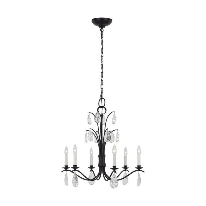 Visual Comfort & Co. Studio Collection Shannon traditional 6-light indoor dimmable medium ceiling chandelier in aged iron grey finish with