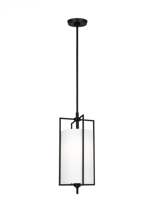 Visual Comfort & Co. Studio Collection Perno midcentury 1-light indoor dimmable small hanging shade ceiling pendant in aged iron grey finis