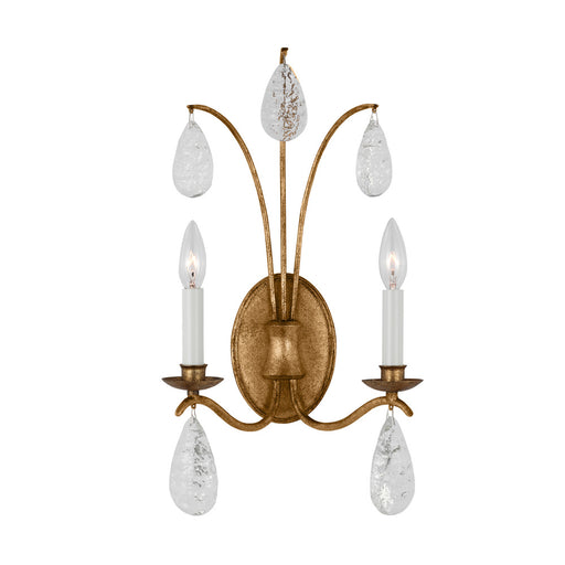 Visual Comfort & Co. Studio Collection Shannon traditional 2-light indoor dimmable large wall sconce in antique gild rustic gold finish wit