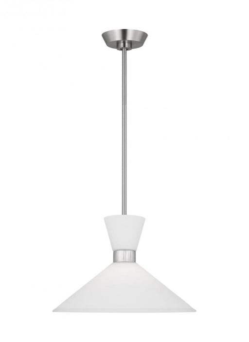 Visual Comfort & Co. Studio Collection Belcarra Modern 1-Light Medium Single Pendant Ceiling Light in Brushed Steel Silver Finish