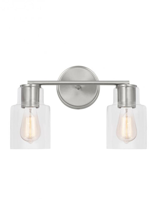 Visual Comfort & Co. Studio Collection Sayward Transitional 2-Light Bath Vanity Wall Sconce in Brushed Steel Silver Finish
